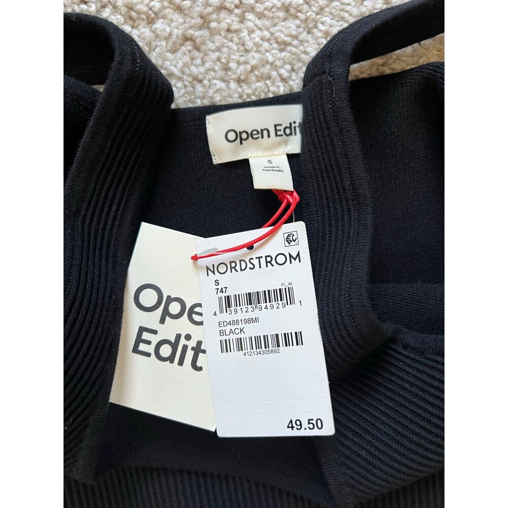 2 Pack Open Edit Ribbed Knit Soft Tank Top NWT Black Cream Square Neck Size S - Picture 3 of 7